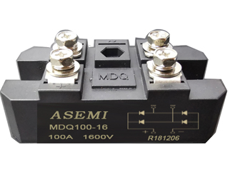 MDQ100-16/MDQ75-16/MDQ60-16/MDQ-50-16，ASEMI单相整流模块，焊机/医疗设备/直流电机用桥